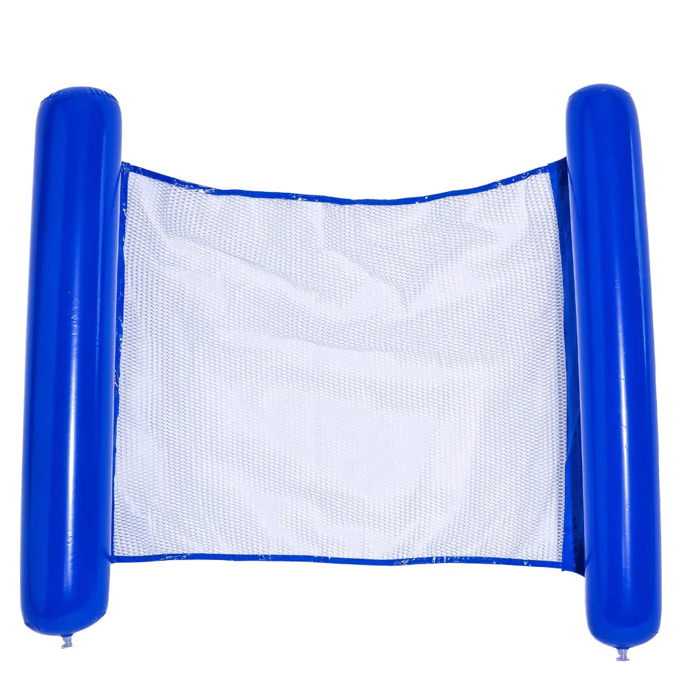 Summer Inflatable Foldable Floating Row Swimming Pool Water Hammock Air Mattresses Bed Beach Water Sports Lounge Chair Float Peaceful Pleasures Health and Wellness Navy Blue