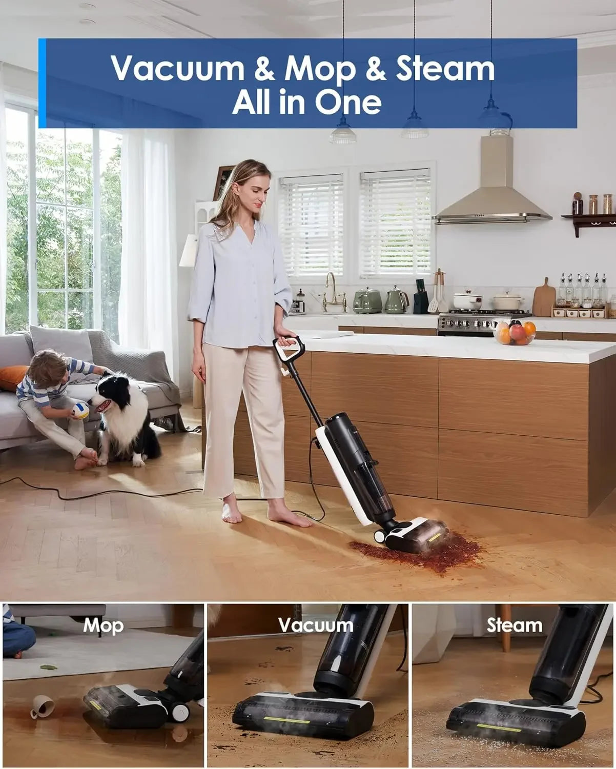 All-in-One Steam Wet Dry Vacuum for Hardwood Floors, 248°F High-Temp Self-Cleaning Mop Peaceful Pleasures Health and Wellness