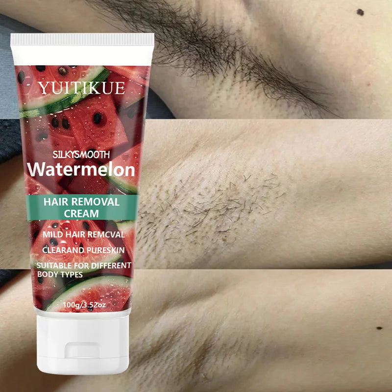 Yuitikue 100g Watermelon Hair Removal Cream, Silky Smooth Mild Hair Remover for Clear Pure Skin, Suitable for All Body Types Peaceful Pleasures Health and Wellness