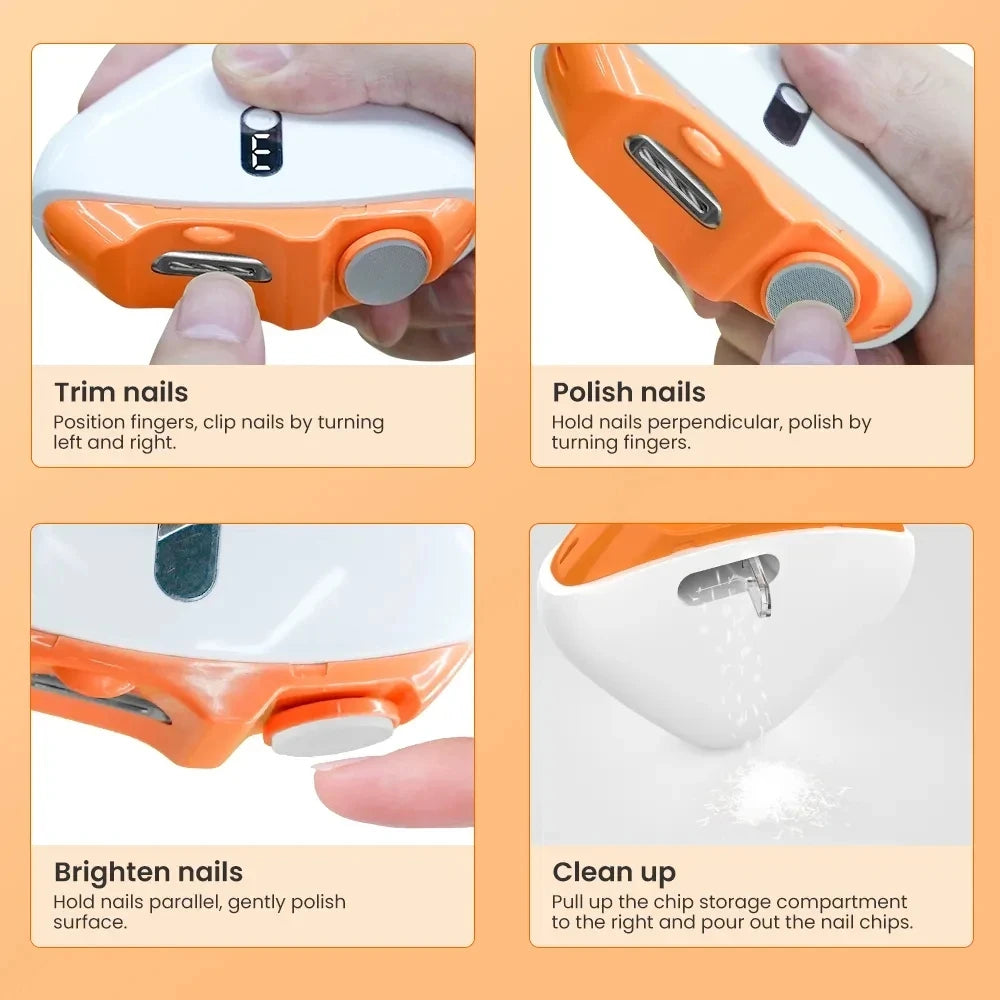 Nail Care Curtains Electric Automatic Trimmer with Light Foot Scissors and Polisher For Adults and Babies Curtains Peaceful Pleasures Health and Wellness