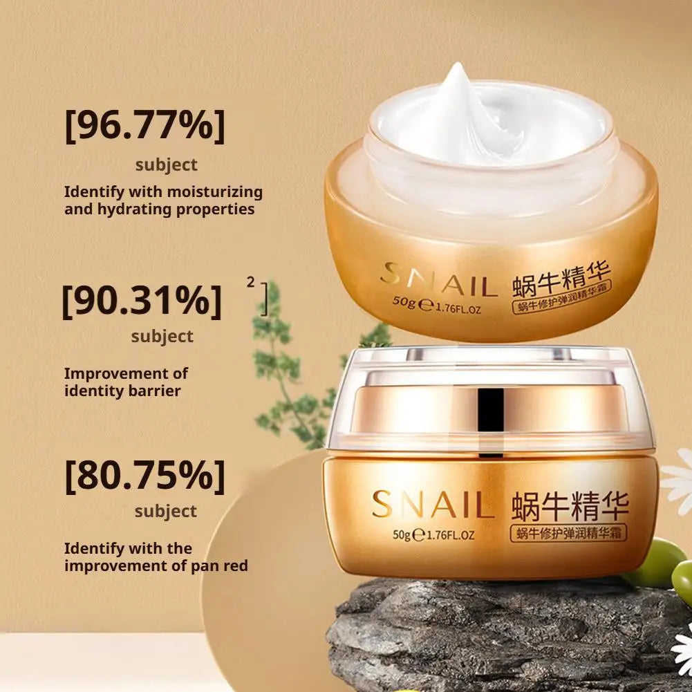 50g Snail Recovery Cream,Snail Mucin Facial Moisturizer for Hydrated, Supple Smooth-Feeling Skin, Lightweight Daily Face Cream Peaceful Pleasures Health and Wellness