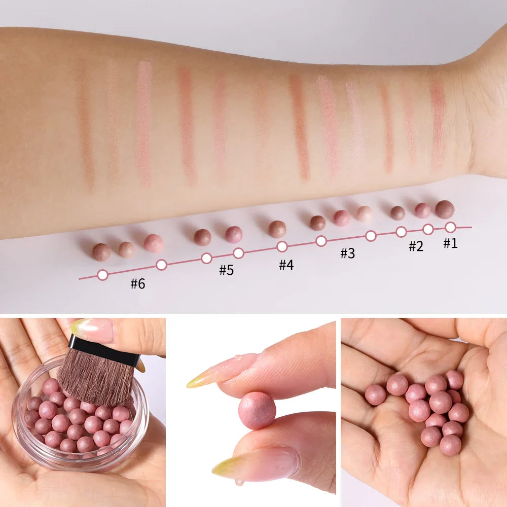 Roll-On Shimmer Blush with Brush – Lightweight, Long-Lasting