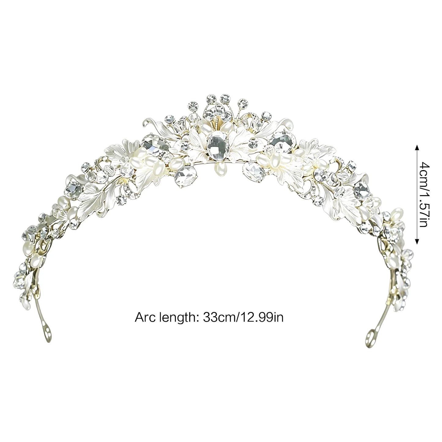 Bridal Alloy Rhinestone Crown Headpiece Gold Silver Wedding Accessory For Bride Peaceful Pleasures Health and Wellness
