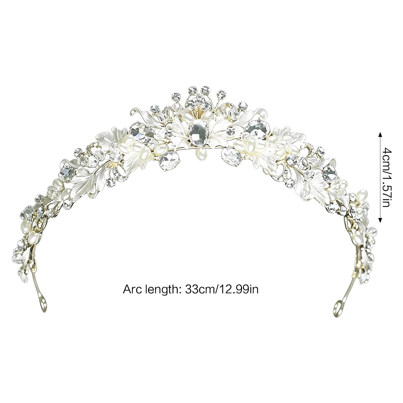 Bridal Alloy Rhinestone Crown Headpiece Gold Silver Wedding Accessory For Bride Peaceful Pleasures Health and Wellness