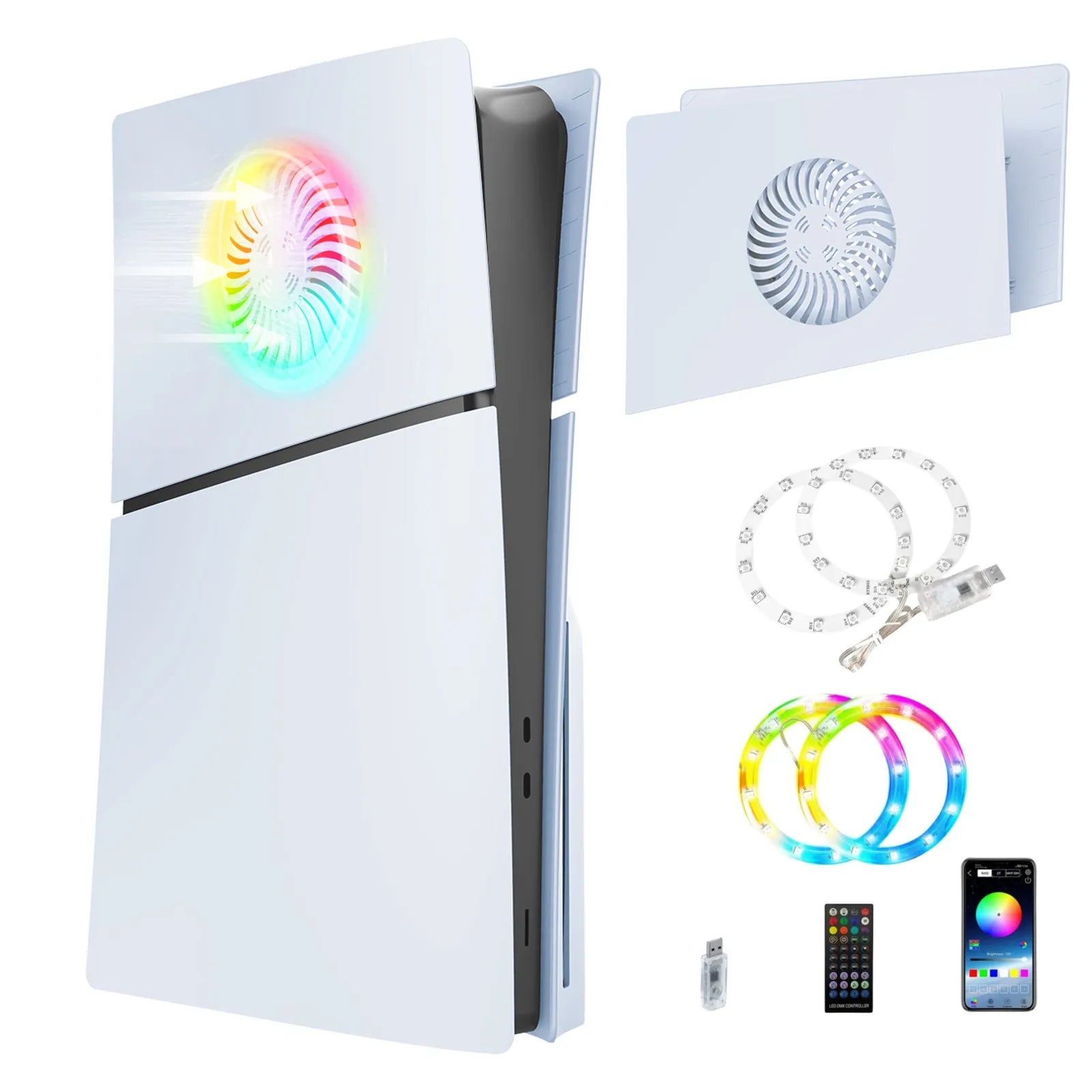 For PS5 Slim Case Top Cover, Replacement Panel Top Cover With Heat Dissipation Holes With RGB Light Peaceful Pleasures Health and Wellness Default Title