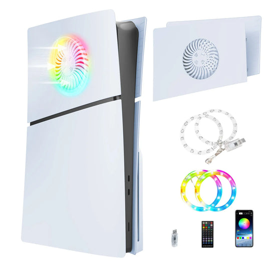 For PS5 Slim Case Top Cover, Replacement Panel Top Cover With Heat Dissipation Holes With RGB Light Peaceful Pleasures Health and Wellness Default Title