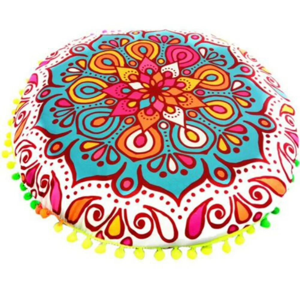 Round Mandala Pattern Pillowcase Bohemian Cushion Cover Boho Floor