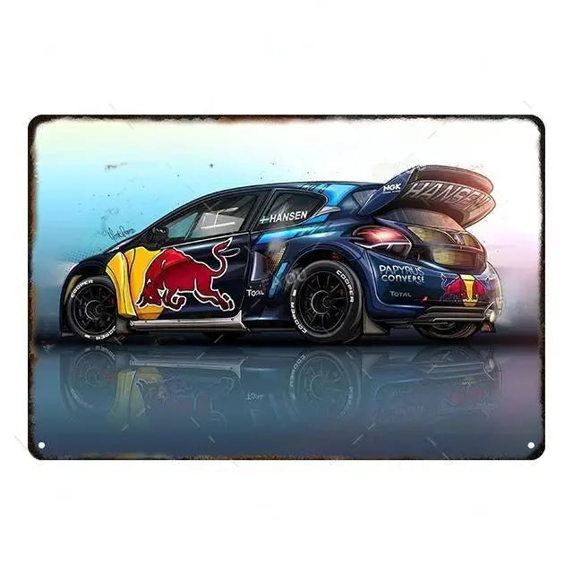Cool Race Car Vintage Metal Poster Modern Sport Car Retro Tin Sign Auto Club Wall Decoration Plaque for Home Decor Peaceful Pleasures Health and Wellness 3 50x70cm Unframed