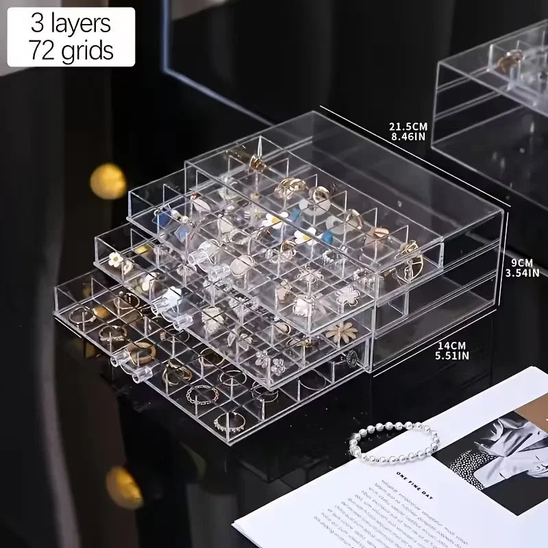 Acrylic Earring Storage Box | 3 & 5 Drawer Jewelry Organizer