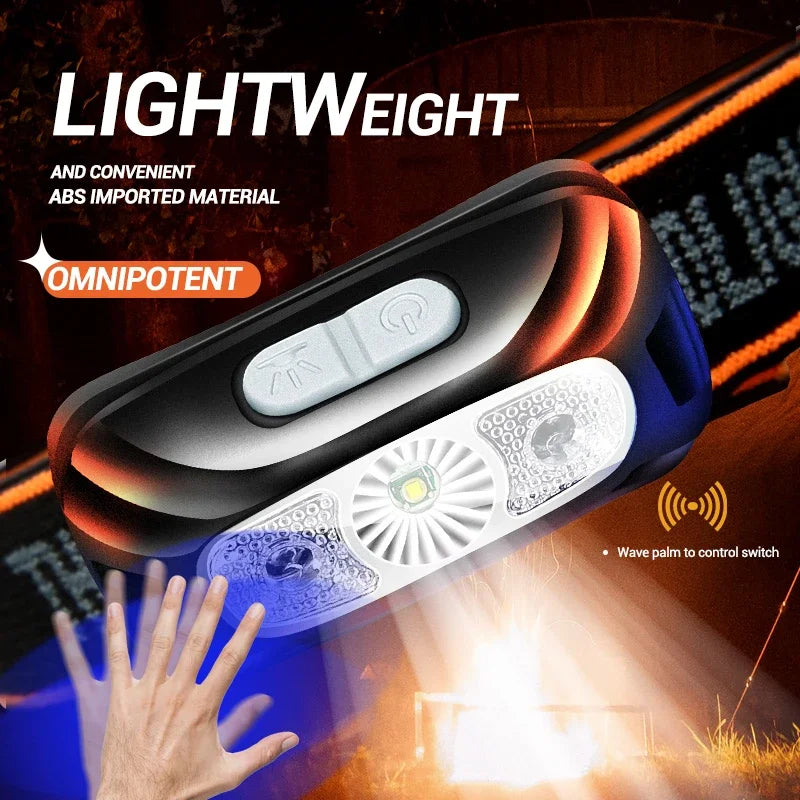 Mini COB LED Sensor Headlamp | USB Rechargeable Camping Light