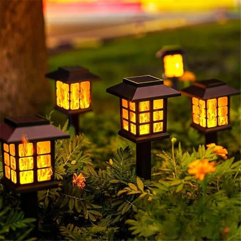 Solar Flame LED Garden Lamp | Waterproof Outdoor Lawn Light