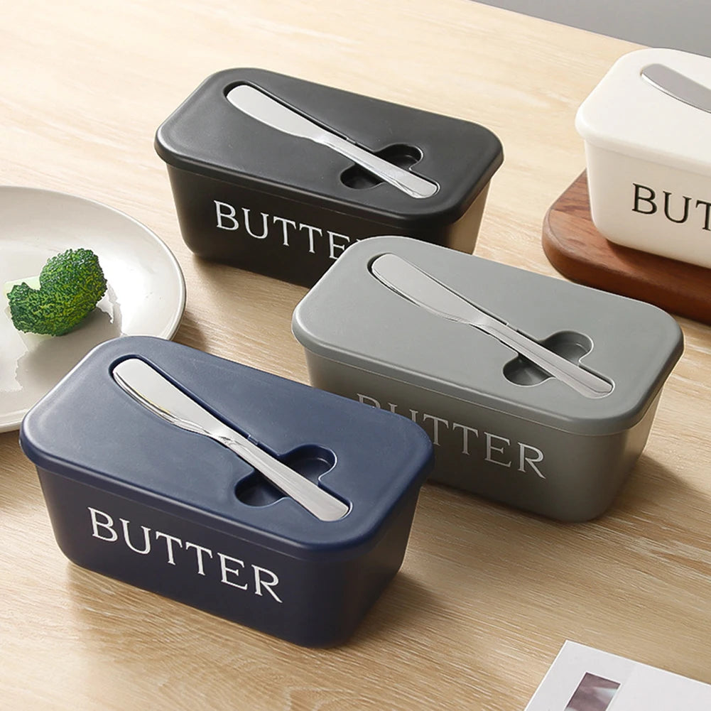 Butter Dish with Lid & Cutter | Airtight Fridge Storage Box Butter & Cheese Storage Peaceful Pleasures Health and Wellness