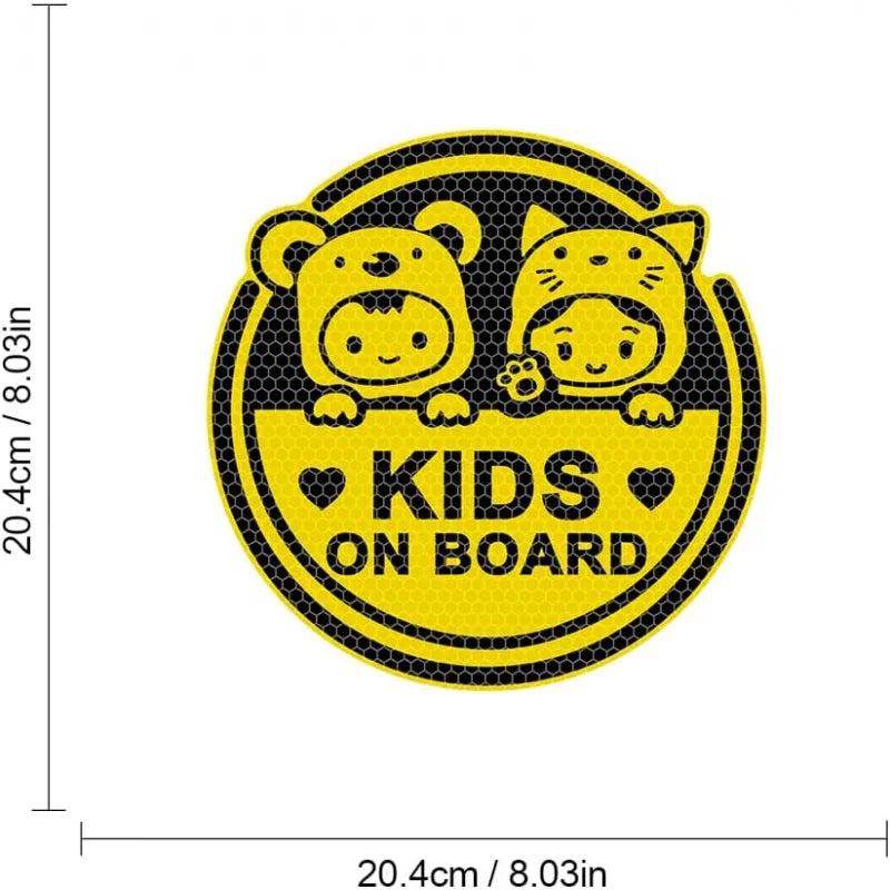 Reflective Kids on Board Car Sticker | Waterproof Safety Decal