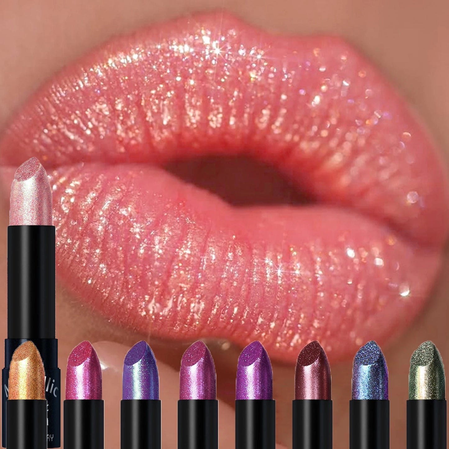 Metallic Glitter Velvet Lipstick – Waterproof Long-Lasting Shimmer