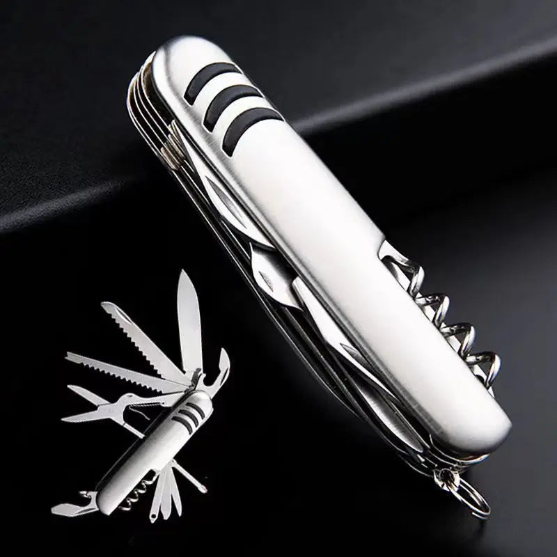 New Portable 11in1 Fold Pocket Knife Stainless Steel Bottle Opener Cork Drill Carry Around Multifunction Outdoor Emergency Tool Peaceful Pleasures Health and Wellness