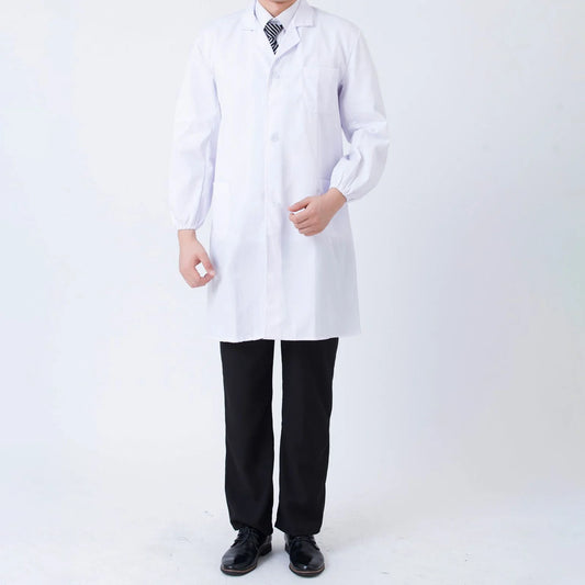 Medical Student White Lab Coat with Elastic Cuffs Skin-friendly Design for Hospital Scientist School Peaceful Pleasures Health and Wellness 5XL