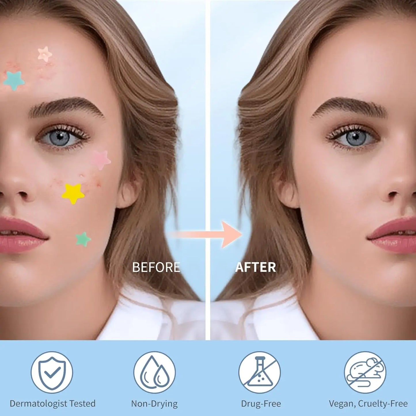 200Pcs Pimple Patches for Face Colorful Hydrocolloid Acne Patches Cute Star Zit Covers Spot Stickers with Tea Tree Acid Cica Oil Peaceful Pleasures Health and Wellness