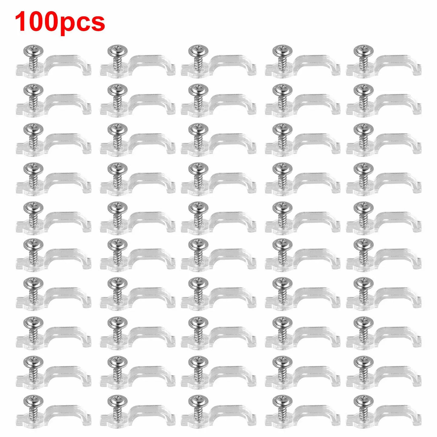 LED Strip Mounting Clips with Screws | 50 & 100 Pack, 10mm