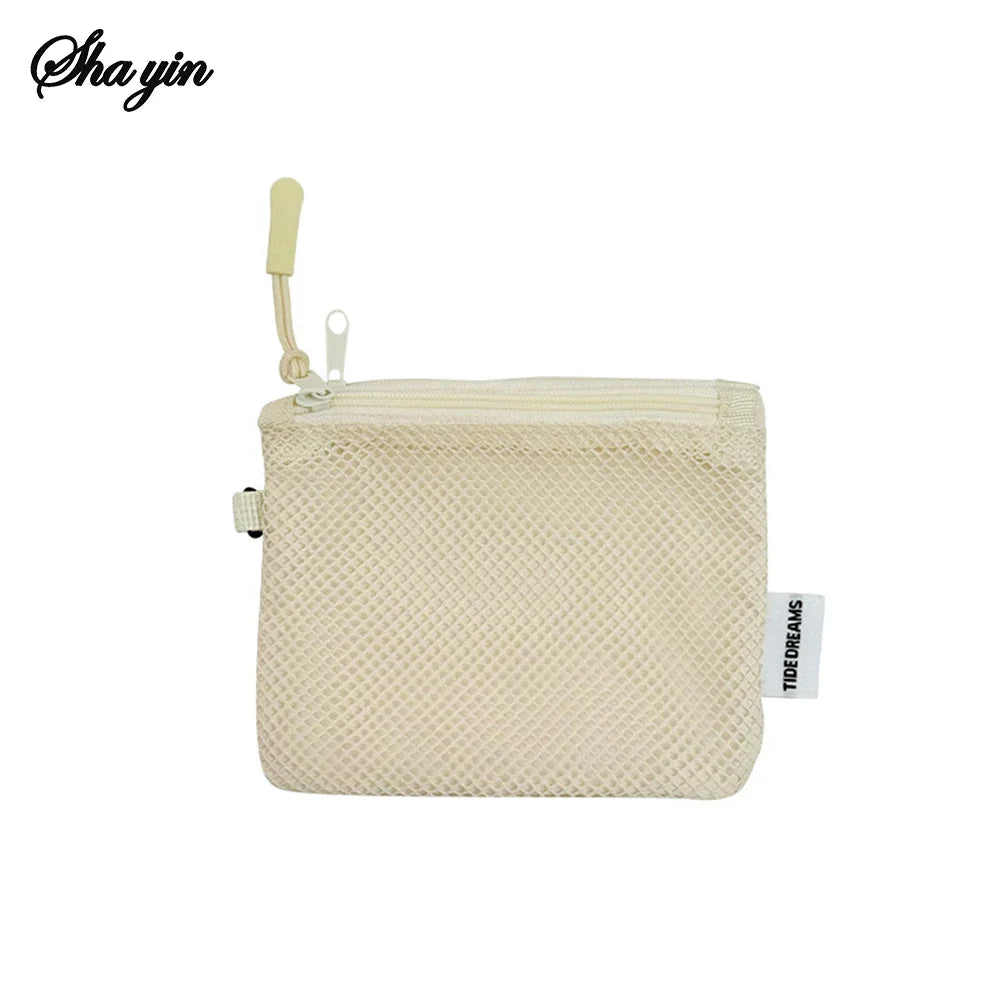 Grid Mesh Mini Double-Layer Pouch – Cables, Coins & Makeup