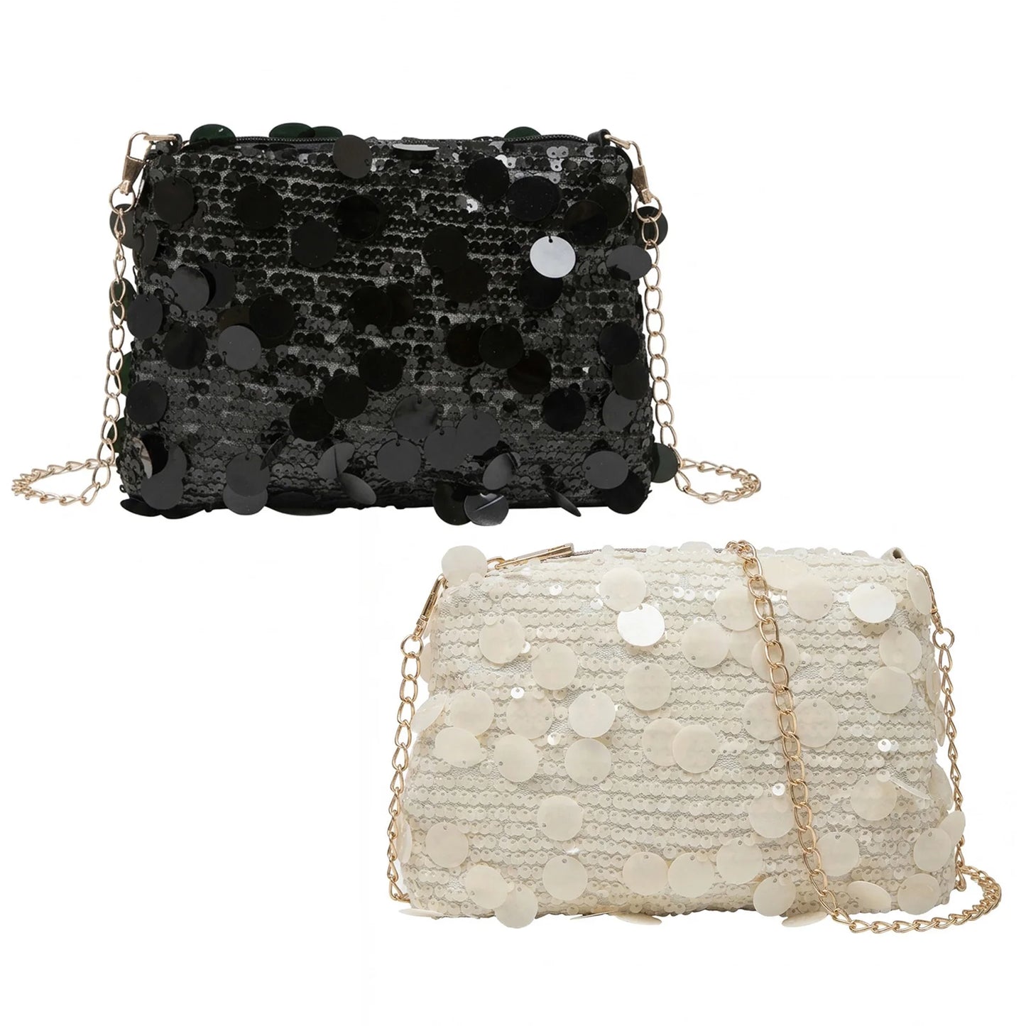 Women Sequins Crossbody Bag With Chain Strap And Colorful Patchwork Design Peaceful Pleasures Health and Wellness