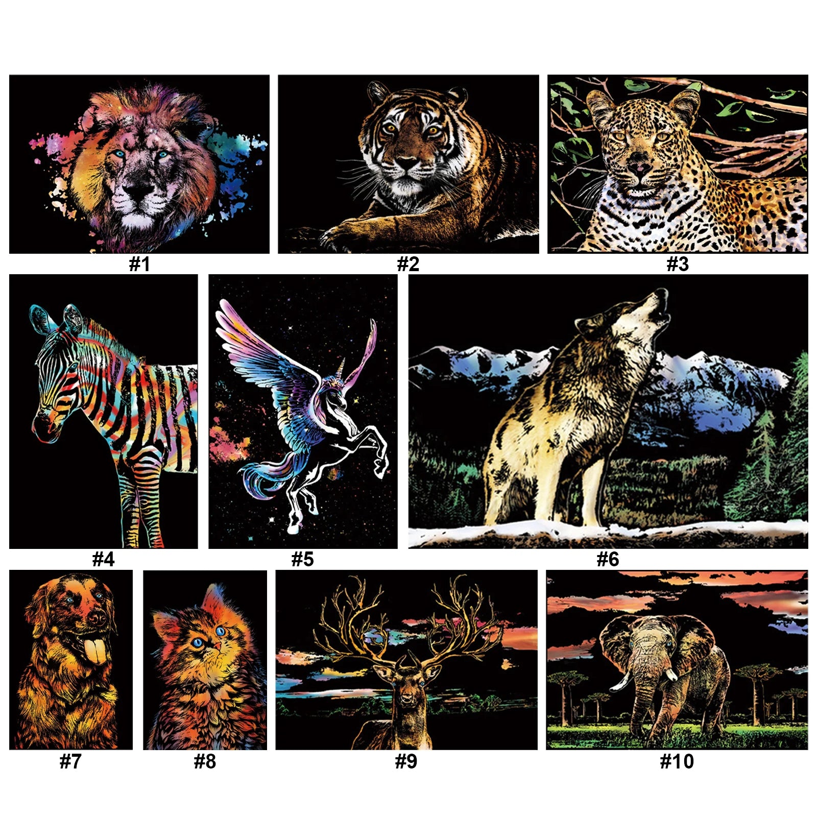 Animals DIY Paint by Scratch for Teen & Adults with 3 Tools Foil Art for Adults 15.94x11.22 Inch Fun Creative Craft /Gifts/Decor Peaceful Pleasures Health and Wellness