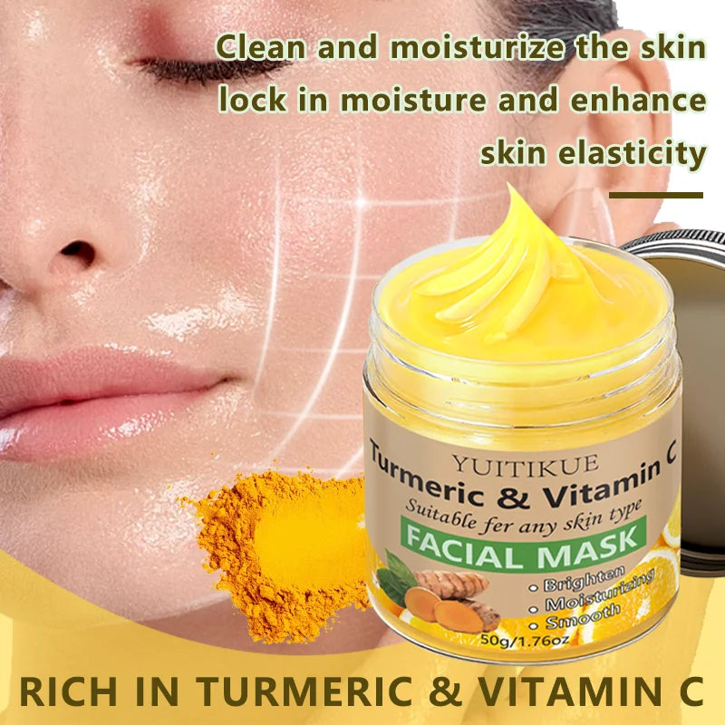 YUITIKUE Turmeric & Vitamin C Facial Mask 50g Brightening & Moisturizing Care for Smooth Skin Peaceful Pleasures Health and Wellness