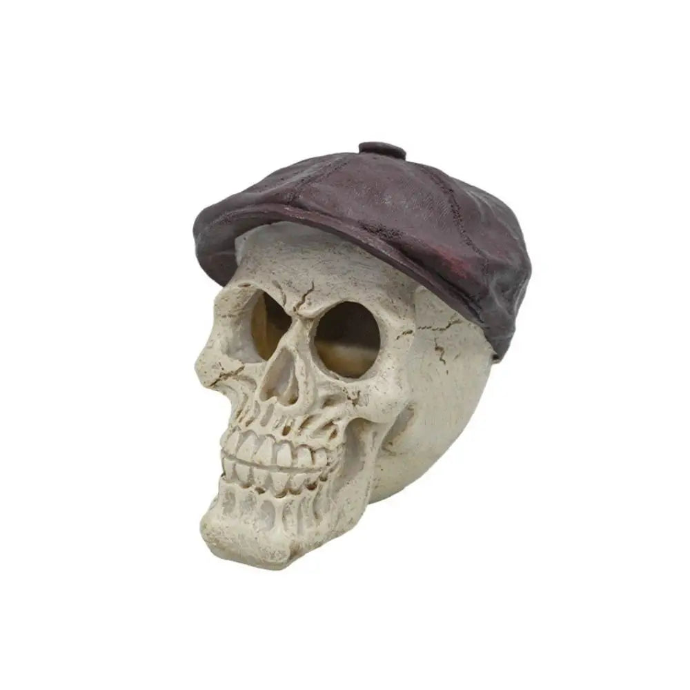 Funny Decorative Skull Head Ornament Simulation Resin Head Bone Model Realistic Skull Head Statue Landscape Peaceful Pleasures Health and Wellness Hooded skull