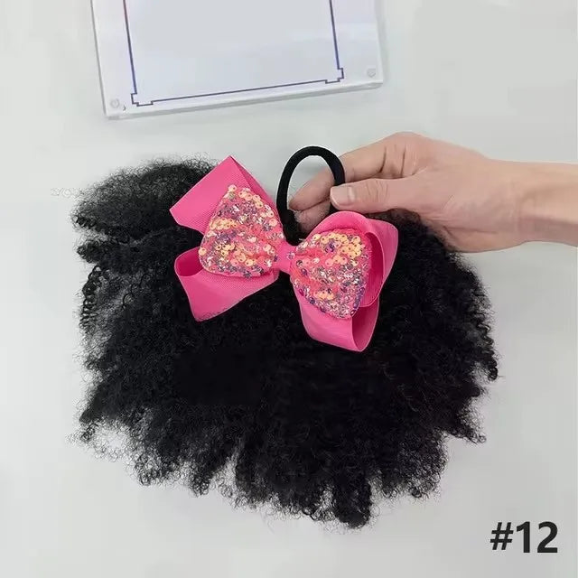2pcs/pack Soft cute 4inch puff elastic band twist ponytail go afro kinky marley bouncy feel like natural human for baby girls Peaceful Pleasures Health and Wellness Large colors 12 CN