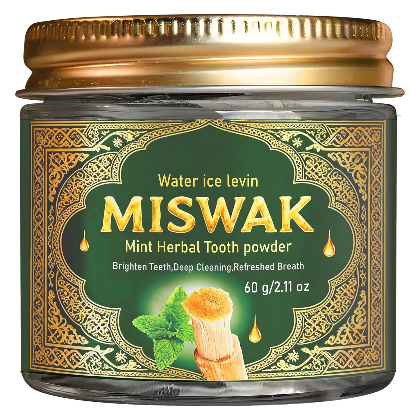 MISWAK Mint Herbal Tooth Powder | Charcoal & Hyaluronic Acid
