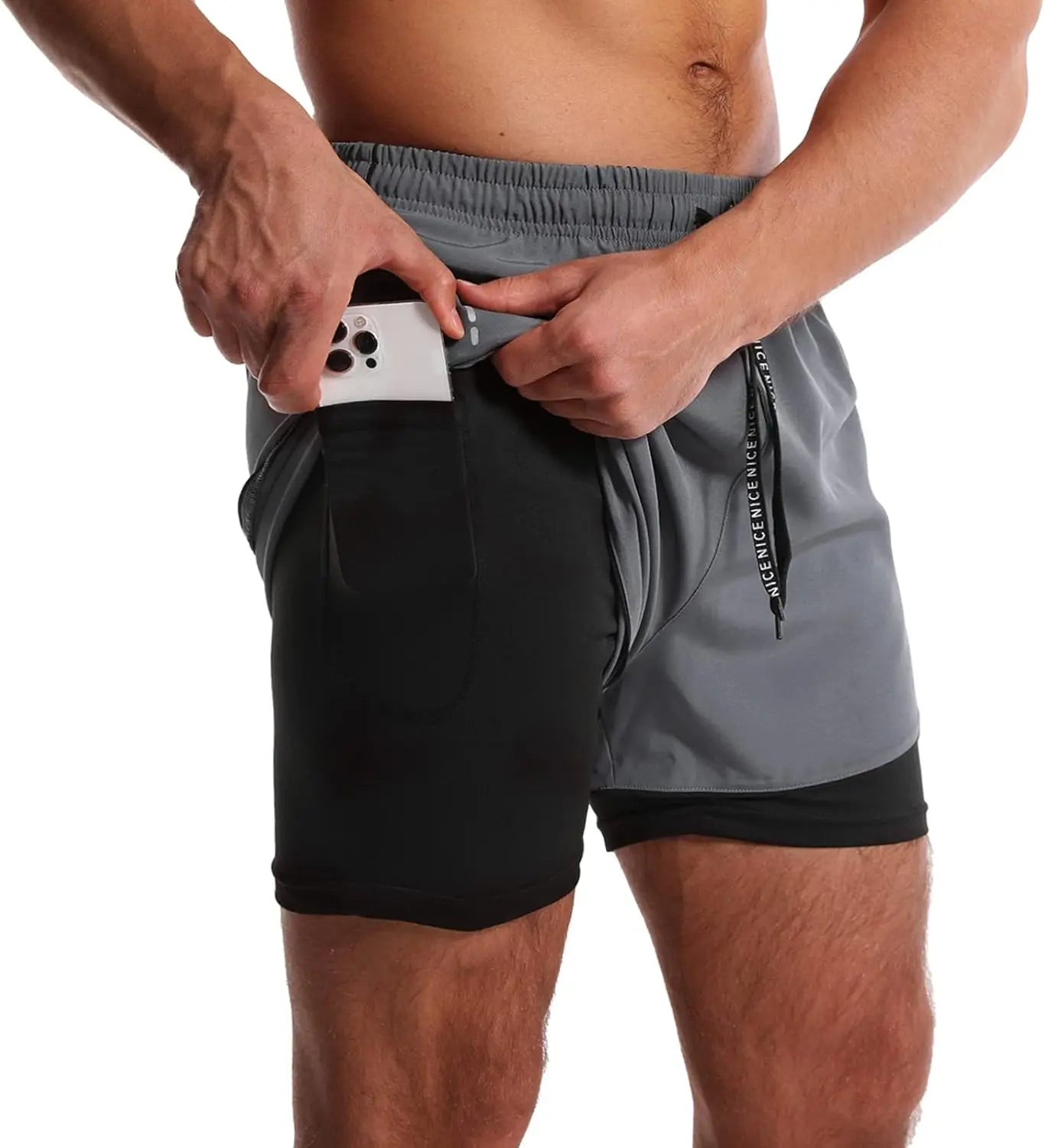 Men's Ice Silk Quick-Dry Sports Shorts | Zipper Pockets