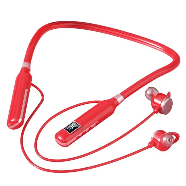 Wireless Headphones Bluetooth 5.3 Neckband Earphones Magnetic Sports BT7 Waterproof Earbuds Headset With Mic SD Card Mode Peaceful Pleasures Health and Wellness Red