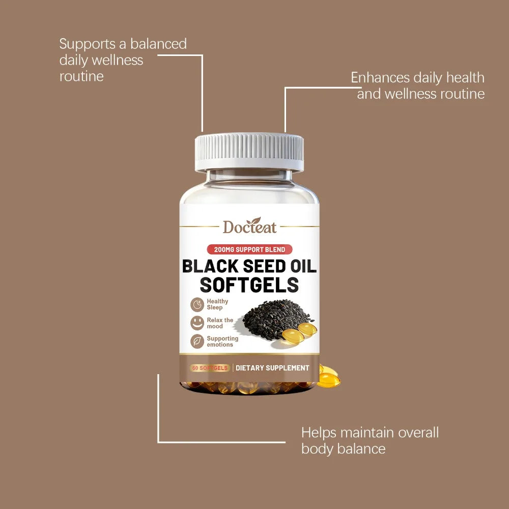 Docteat Black Seed Oil Softgels 200mg – 60ct Daily Wellness