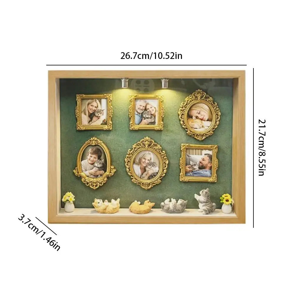 Wooden Mini Museum Photo Frame Box | Cat Lover Gift & Home Décor