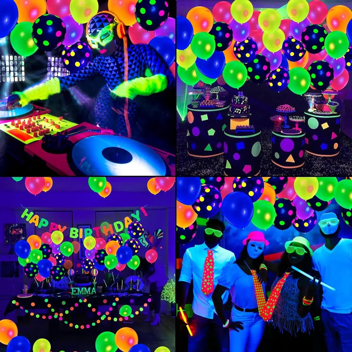 100PCS Fluorescent Balloons Glow In The Dark Luminous Dots Latex Balloon For Birthday Wedding Party Decoration Kids Gifts Toys Peaceful Pleasures Health and Wellness