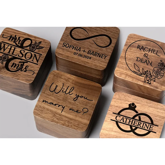 Personalized Engraved Wooden Wedding Ring Box | Proposal Gift Wooden Ring Box Peaceful Pleasures Health and Wellness