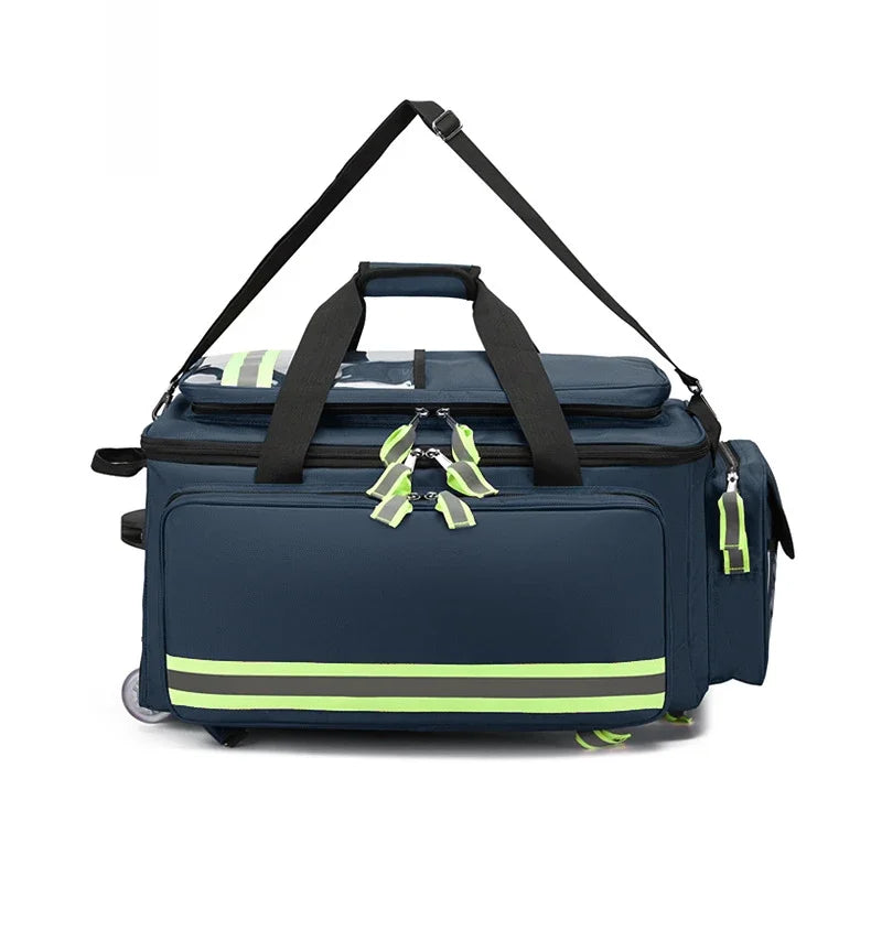 Empty Detachable Trolley Backpack Survival First Aid Kits Medical Care Trolley Emergency Rescue Doctor First Aid Bag Peaceful Pleasures Health and Wellness Blue