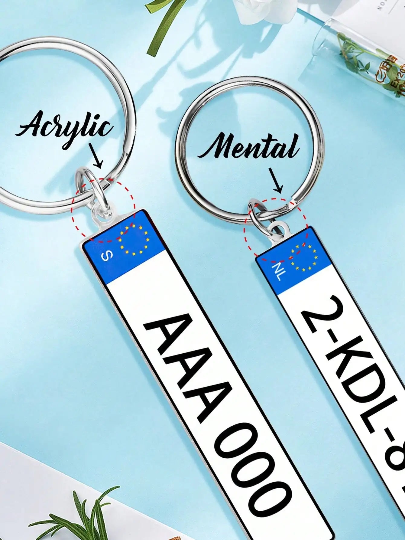 Custom Car License Plate Keychain Personalized Name Number Plate Acrylic Metal Keyring Gift for Dad Boyfriend Peaceful Pleasures Health and Wellness