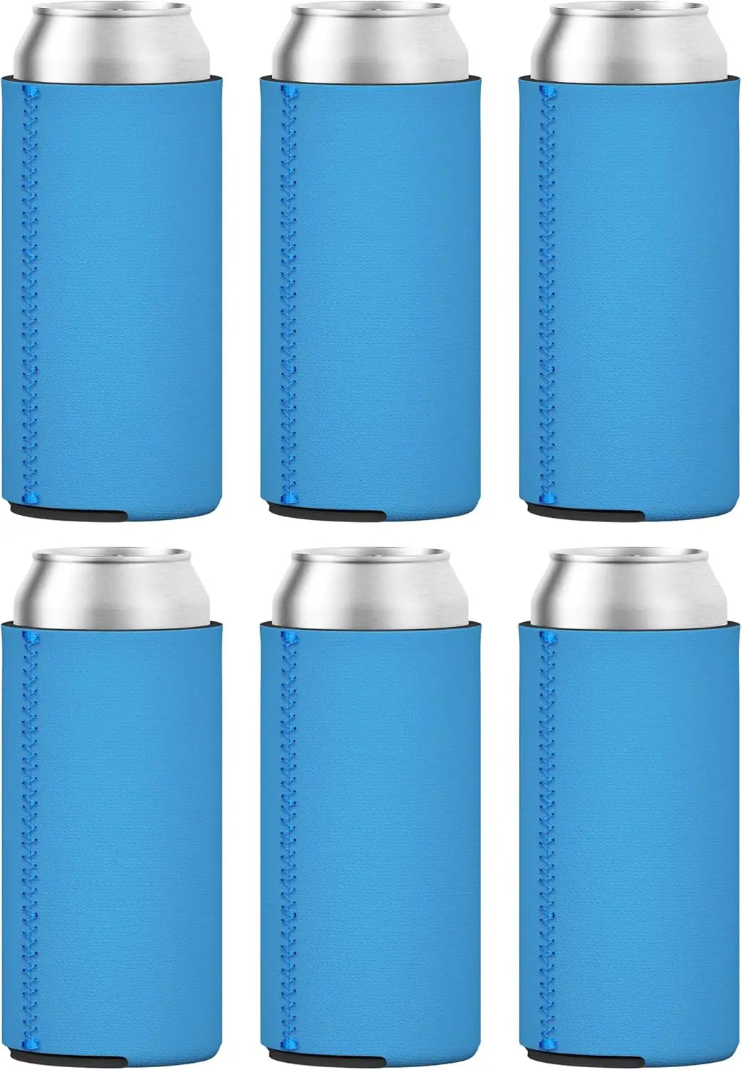 Cooler Sleeves Bulk Sublimation Insulated Foam for Beer Collapsible Plain Drink Holder Cold Soda Insulator, 12oz Regular Peaceful Pleasures Health and Wellness 6 Light Blue