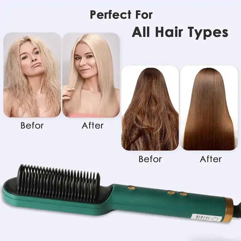 New Hair Straightener Ceramic Hot Comb 2 in 1 Electric Straighten Hair Brush Negative Ion Anti-scalding Styling Tool Peaceful Pleasures Health and Wellness