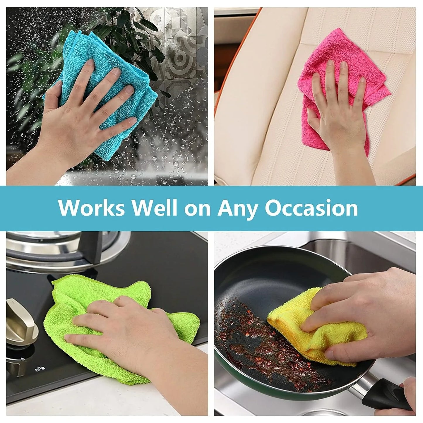 5-Pack 500GSM Dual-Sided Microfiber Towels – Car & Kitchen
