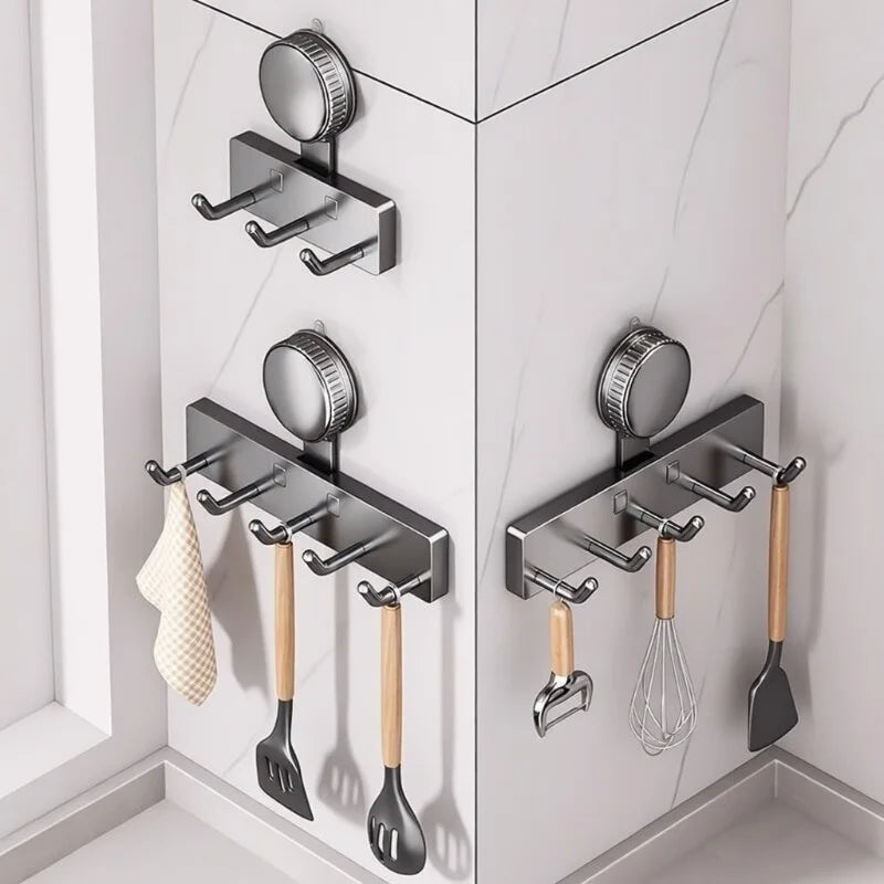5-Hook No-Drill Suction Cup Door Hanger | Bathroom & Kitchen Rack