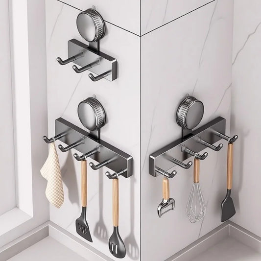 5-Hook No-Drill Suction Cup Door Hanger | Bathroom & Kitchen Rack Suction Cup Hook Rack Peaceful Pleasures Health and Wellness