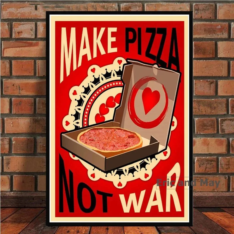 Make Art Not War Pop Bar Art Painting Retro Vintage Poster And Prints Wall Art Canvas Wall Pictures For Living Room Home Decor Peaceful Pleasures Health and Wellness Blue 20x30cm Unframed