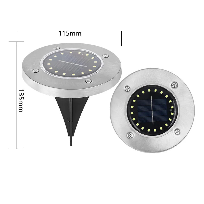 Solar In-Ground Disk Lights – 20 LED Waterproof Landscape Set