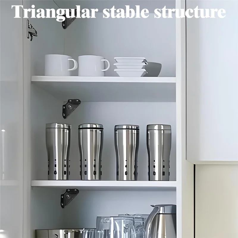 A36T-Furniture Shelf Support Joint 4 Pcs, Gusset Joints, Trapezi Corner Code, Bracket Corner Brace Fasteners Peaceful Pleasures Health and Wellness Black CN