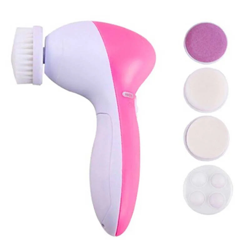 High Quality Hand Held Electric Facial Brush Acne Treatment Pore Cleaner Exfoliators Waterproof 5 1 Face Cleansing Tool 2 Speed Peaceful Pleasures Health and Wellness pink