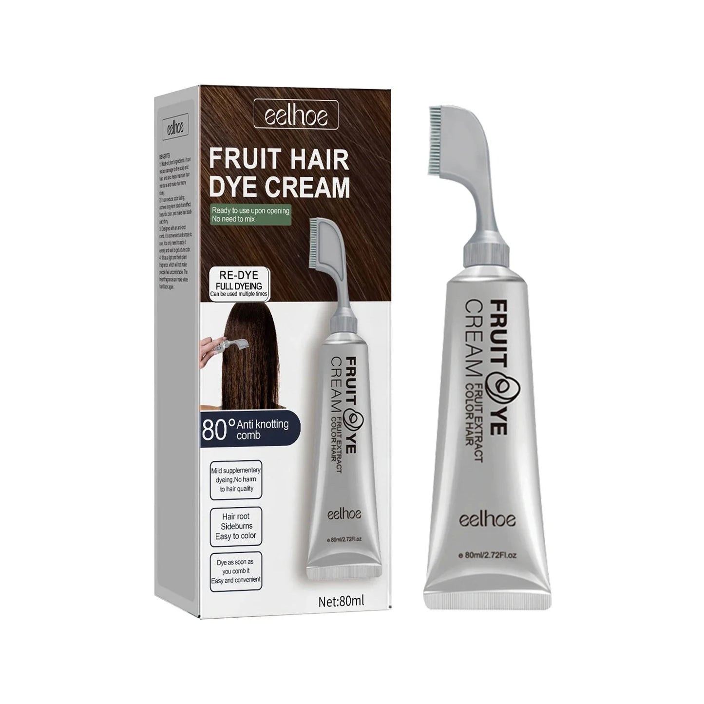 Fruit & Vegetable Hair Color Cream – Gentle Long-Lasting Black
