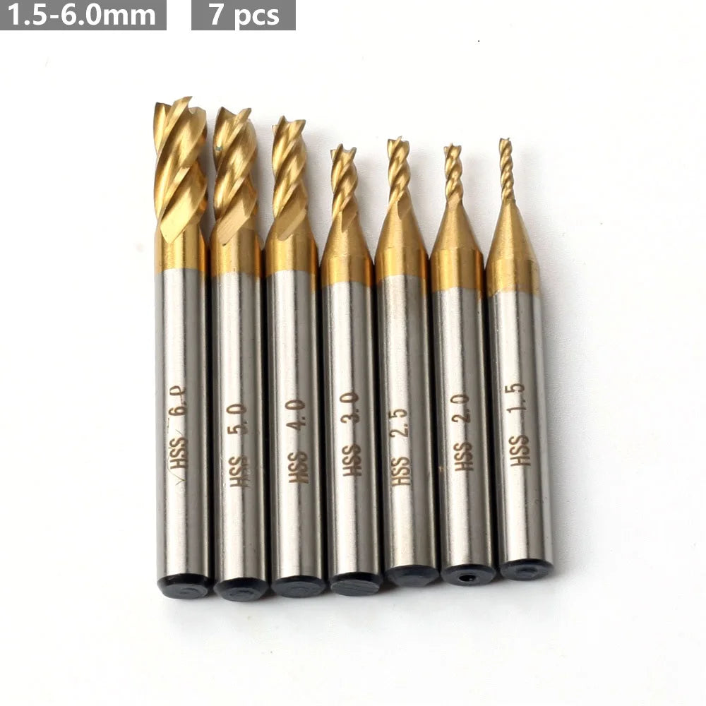 4-Flute HSS End Mill Set | TiN Coated CNC Milling Cutters 1.5–10mm Peaceful Pleasures Health and Wellness