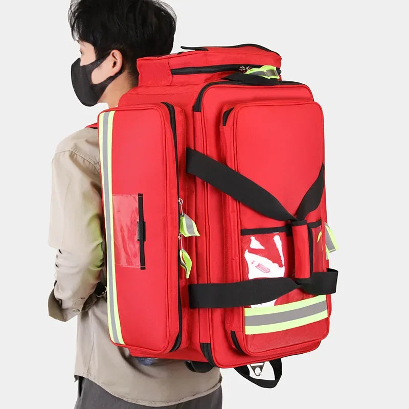 Empty Detachable Trolley Backpack Survival First Aid Kits Medical Care Trolley Emergency Rescue Doctor First Aid Bag Peaceful Pleasures Health and Wellness