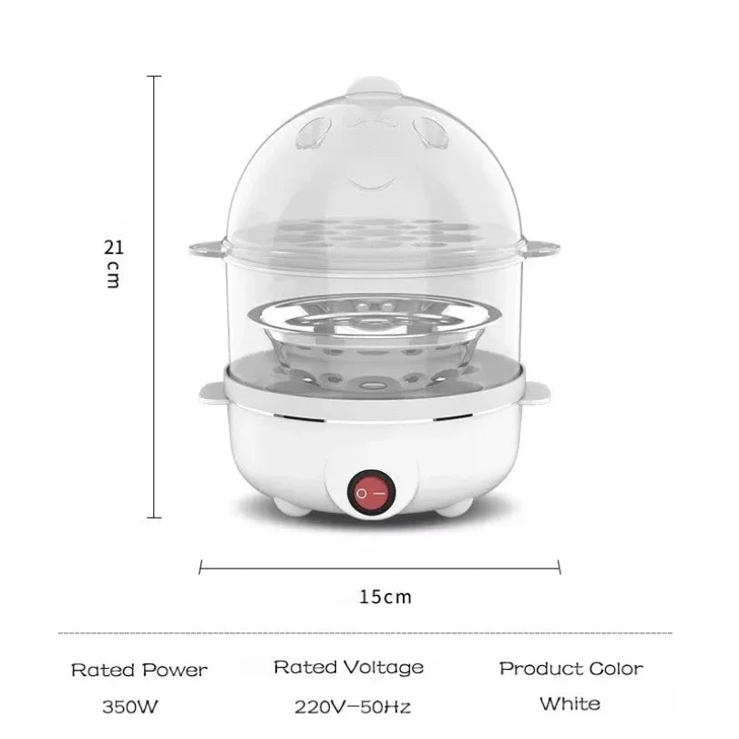 Double Layer Electric Egg Cooker & Mini Steamer – 7+ Eggs